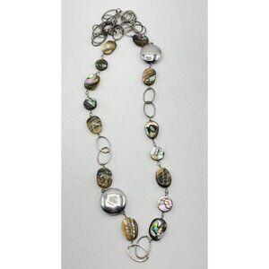 Sterling Silver & Abalone Shell Necklace 925